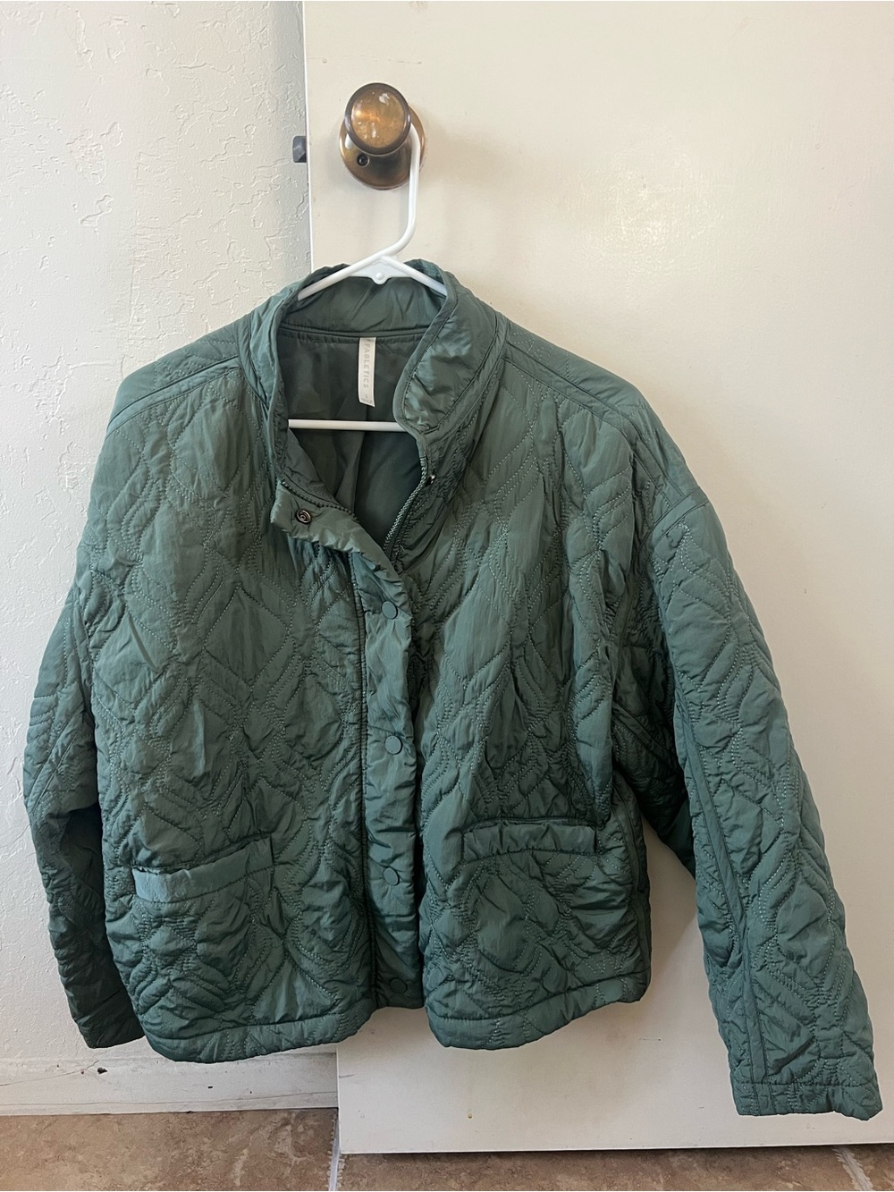 Fabletics Quilted Sage Green Puffer Jacket